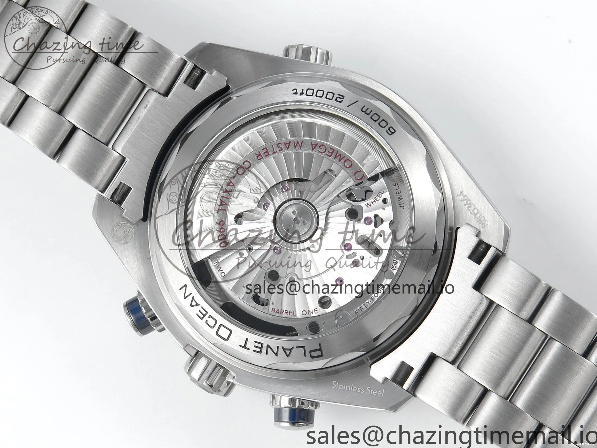 0125 FreshLook Planet Ocean Master Chronometer 600M 45.5mm SS SCF 1:1 Best Edition Black Bezel Black Dial on SS Bracelet A9900 Super Clone 7675